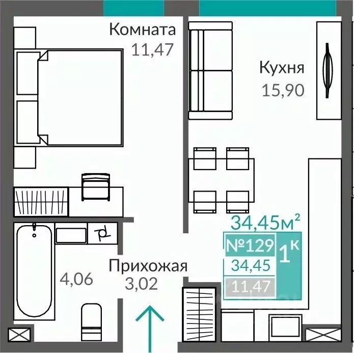 1-к кв. Крым, Симферополь Крымская роза мкр,  (34.45 м) - Фото 0