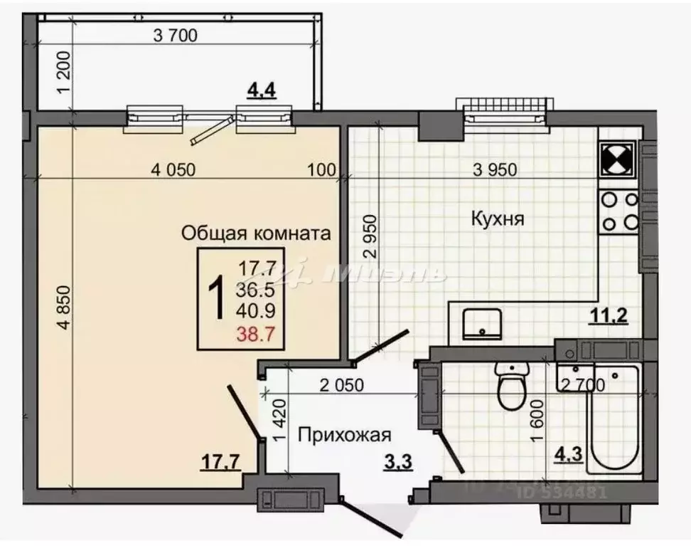 1-к кв. Крым, Симферопольский район, Мирновское с/пос, с. Белоглинка ... - Фото 2