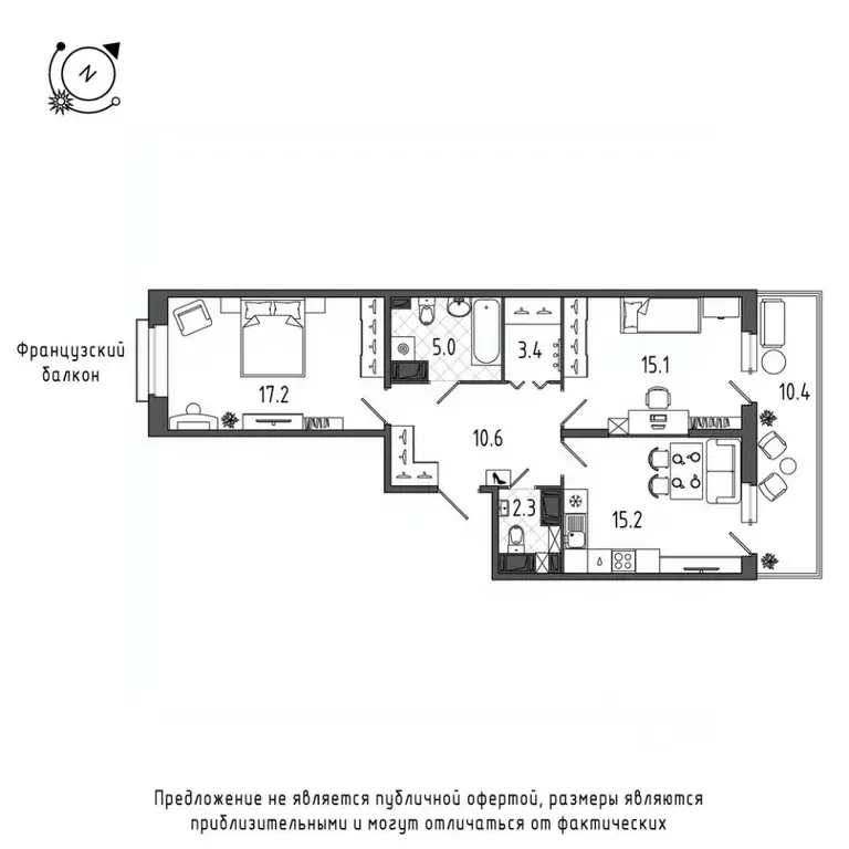 2-к кв. Санкт-Петербург Черниговская ул., 17 (73.2 м) - Фото 0