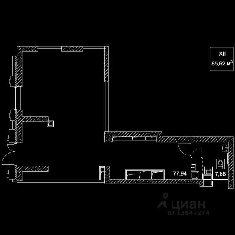 Торговая площадь в Москва 2-й Хорошевский проезд, 7С8 (86 м) - Фото 1