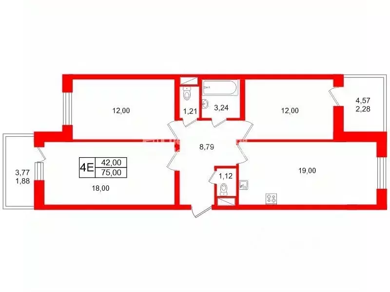 3-к кв. Ленинградская область, Мурино Всеволожский район, Оборонная ... - Фото 2