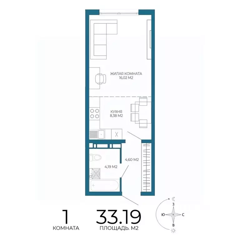 1-к кв. Пензенская область, Пенза Чаадаев жилой комплекс (33.19 м) - Фото 1