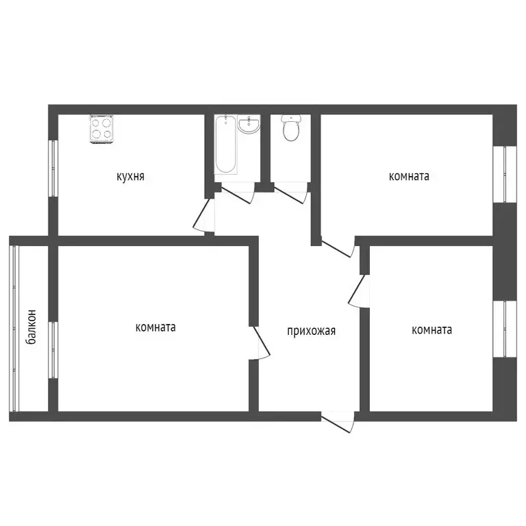 3-комнатная квартира: Курган, Галкинская улица, 53 (58.5 м) - Фото 0
