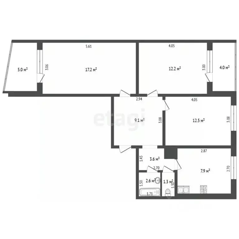 3-к кв. Самарская область, Самара Московское ш., 298 (66.7 м) - Фото 2