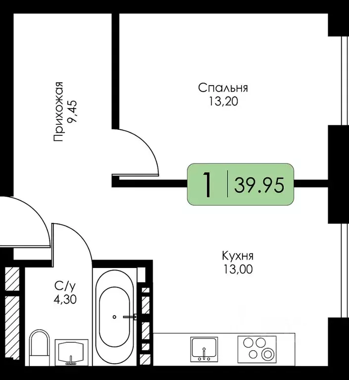 1-к кв. Смоленская область, Смоленск Среда жилой комплекс (39.95 м) - Фото 0