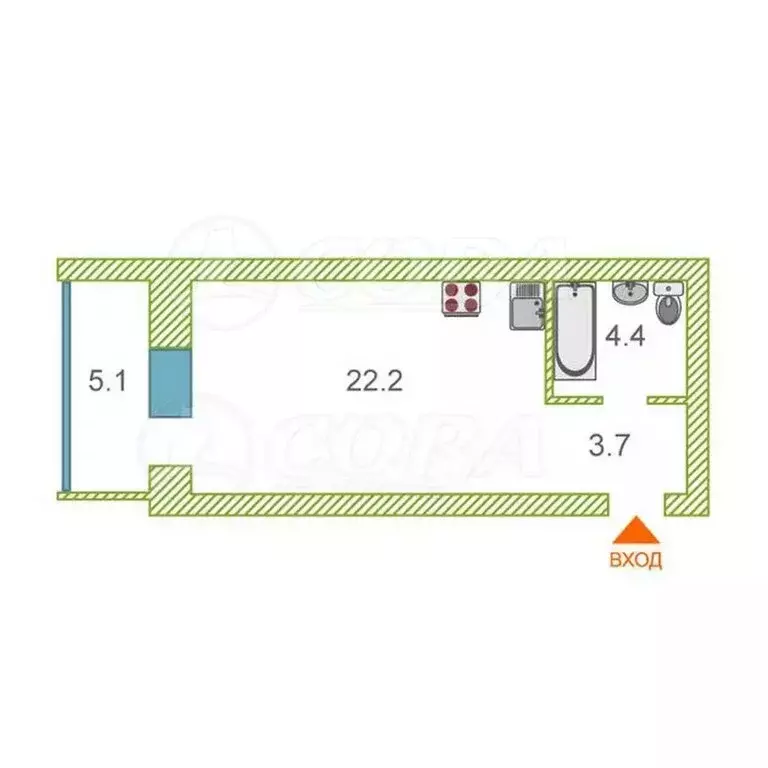 Квартира-студия: посёлок Московский, Новая улица, 17 (29.9 м) - Фото 0