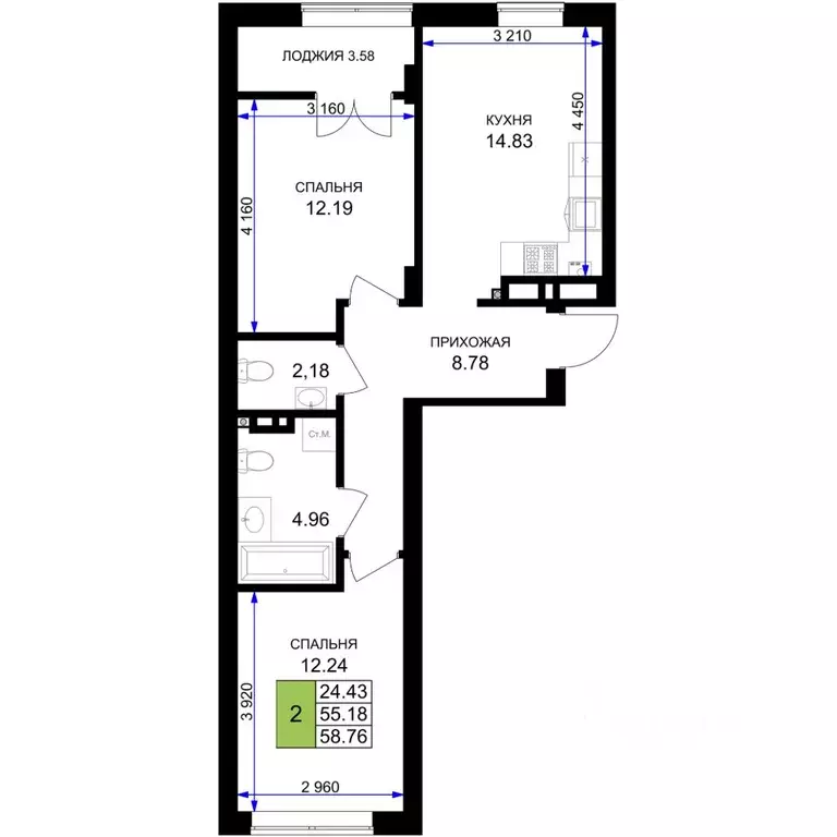 2-к кв. Калининградская область, Гурьевск Включи жилой комплекс (58.76 ... - Фото 1