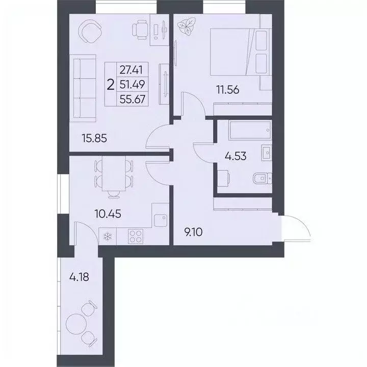 2-к кв. Саратовская область, Татищево рп ул. Михайловская, 13 (55.67 ... - Фото 0