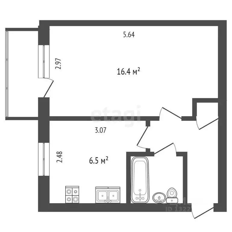 1-к кв. Вологодская область, Вологда Молодежная ул., 5В (30.0 м) - Фото 1