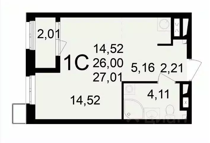 1-к кв. Рязанская область, Рязань Свобода жилой комплекс (27.54 м) - Фото 1