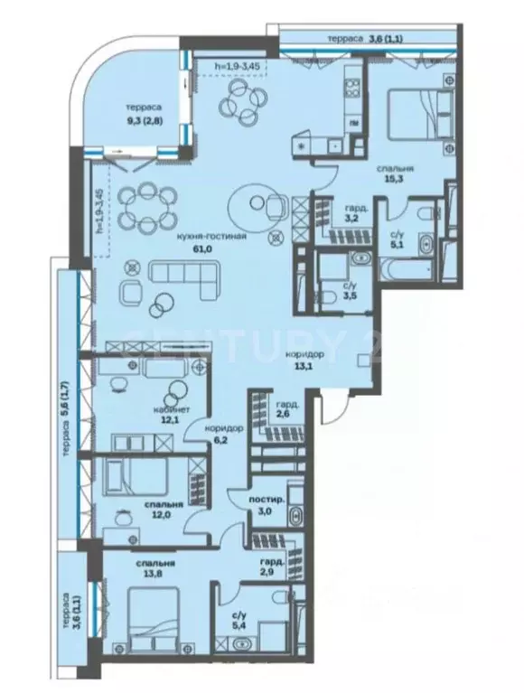 5-к кв. Москва ул. Василия Ланового, 7с1 (160.0 м) - Фото 2