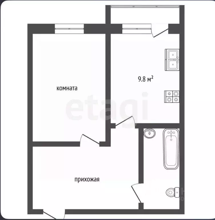 1-к кв. Крым, Евпатория ул. Чапаева, 28Д (37.2 м) - Фото 2