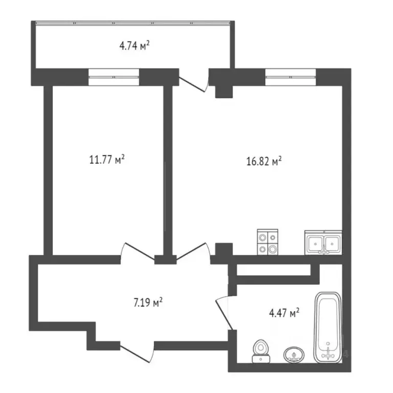 1-к кв. Тюменская область, Тюмень ул. Валентины Трофимовой, 8 (40.6 м) - Фото 2