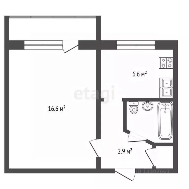 1-к кв. Ханты-Мансийский АО, Сургут ул. Островского, 2 (28.3 м) - Фото 2