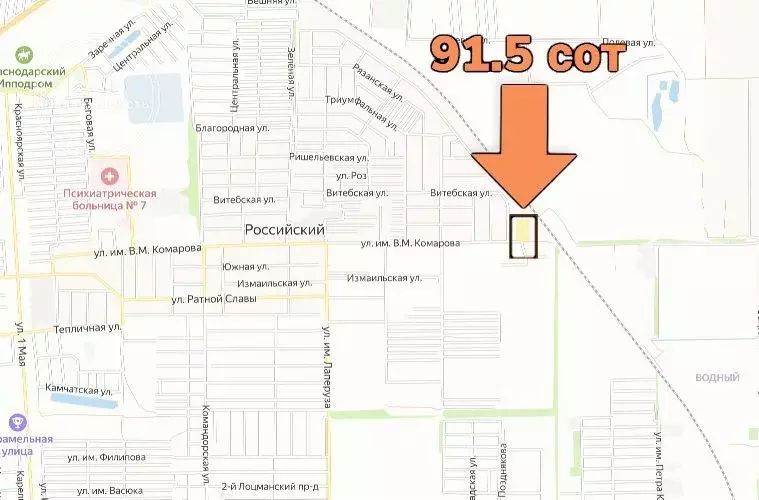 Участок в Краснодарский край, Краснодар пос. Российский, ул. Имени ... - Фото 1