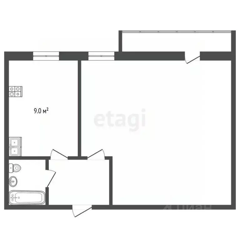 1-к кв. Ханты-Мансийский АО, Нягань 1-й мкр, 23 (34.8 м) - Фото 2