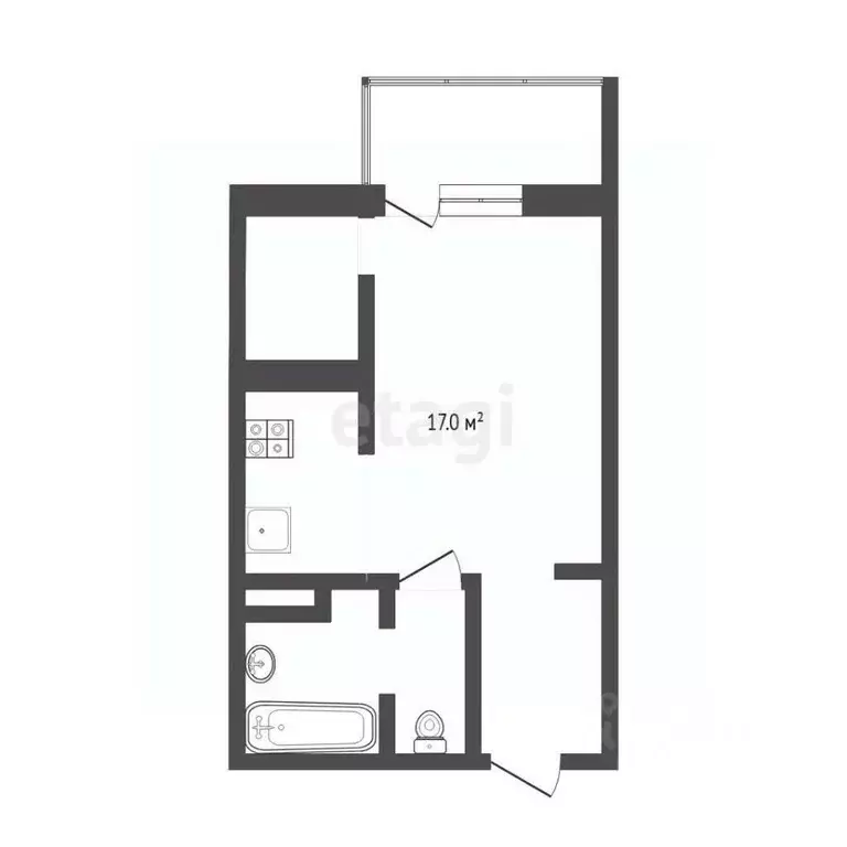 Студия Тюменская область, Тюмень ул. Ю.-Р.Г. Эрвье, 24к2 (30.0 м) - Фото 2