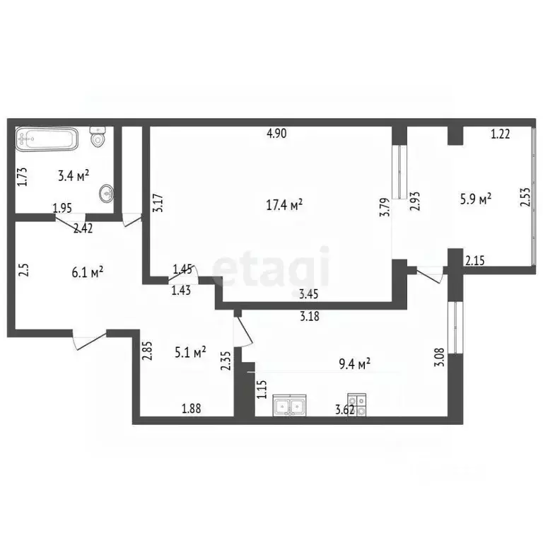 1-к кв. Краснодарский край, Анапа ул. Ленина, 175 (41.7 м) - Фото 2