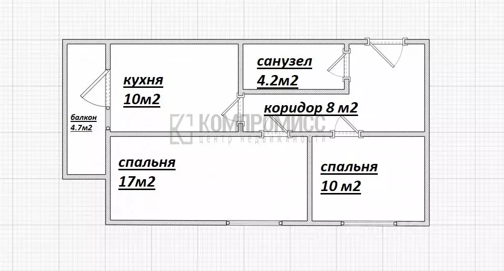 2-к кв. Краснодарский край, Краснодар Российская ул. (50.0 м) - Фото 1
