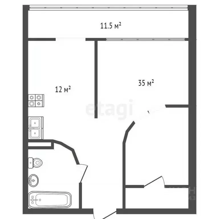 1-к кв. Санкт-Петербург ул. Типанова, 27/39 (58.0 м) - Фото 1