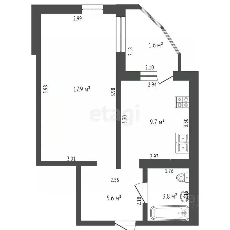 1-к кв. Башкортостан, Стерлитамак ул. Худайбердина, 226 (37.0 м) - Фото 2