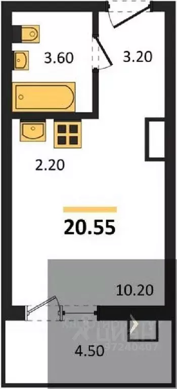 Студия Воронежская область, Новоусманский район, пос. Отрадное ул. ... - Фото 1