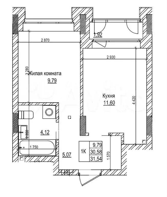1-к. квартира, 31,5 м, 2/22 эт. - Фото 0