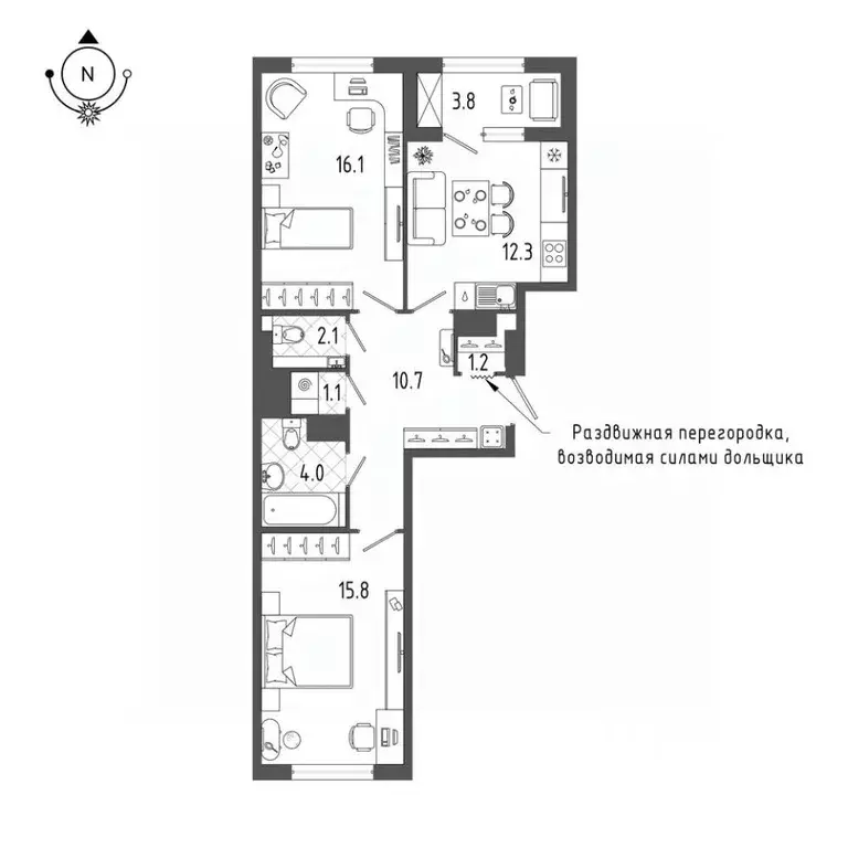 2-к кв. Санкт-Петербург бул. Измайловский, 9 (65.0 м) - Фото 0