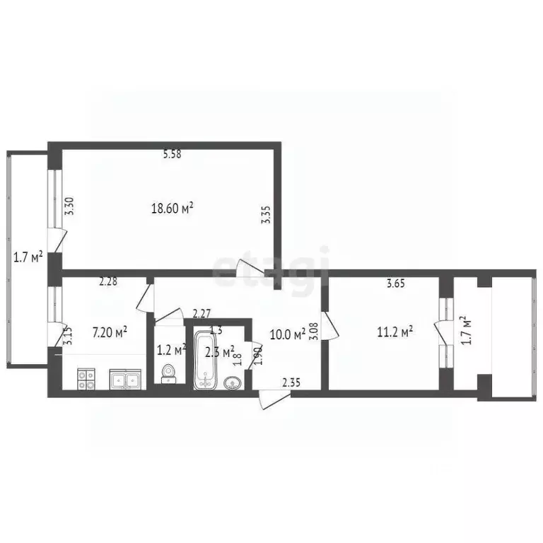 2-к кв. Крым, Феодосия ш. Симферопольское, 31Г (50.5 м) - Фото 1