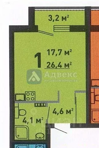 Студия Тюменская область, Тюмень ул. Червишевский Тракт, 45 (26.4 м) - Фото 2