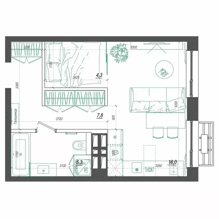 1-комнатная квартира: Владивосток, улица Невельского, 4с2 (34.2 м) - Фото 2