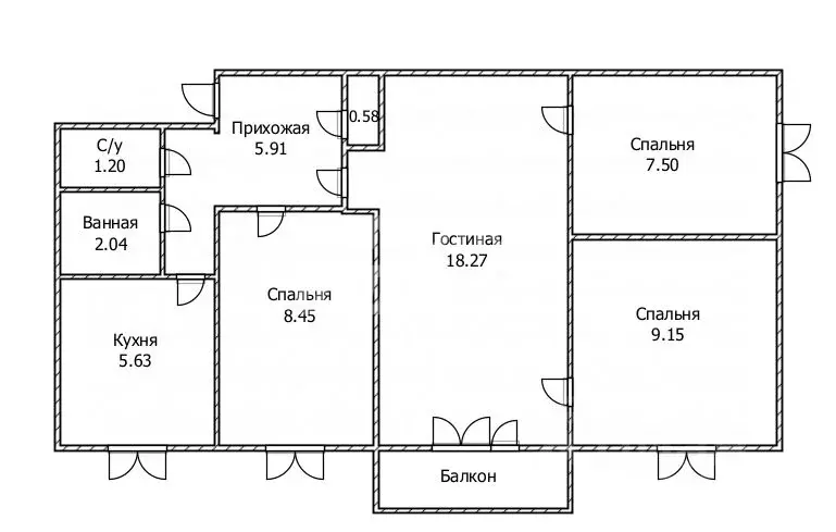 4-к кв. Ульяновская область, Ульяновск ул. Ефремова, 103 (58.7 м) - Фото 1