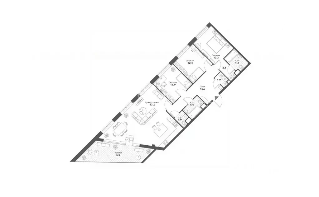 4-к кв. Москва Летниковская ул., 6к2 (126.6 м) - Фото 2