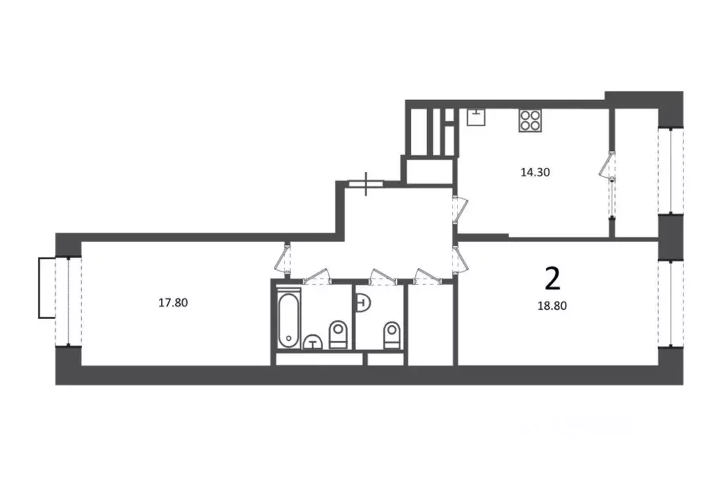 2-к кв. Москва Клинская ул., 2А (68.9 м) - Фото 1