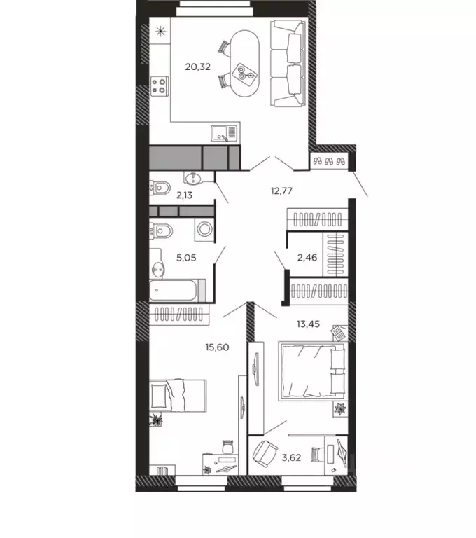 2-к кв. Рязанская область, Рязань ул. Есенина (75.4 м) - Фото 1
