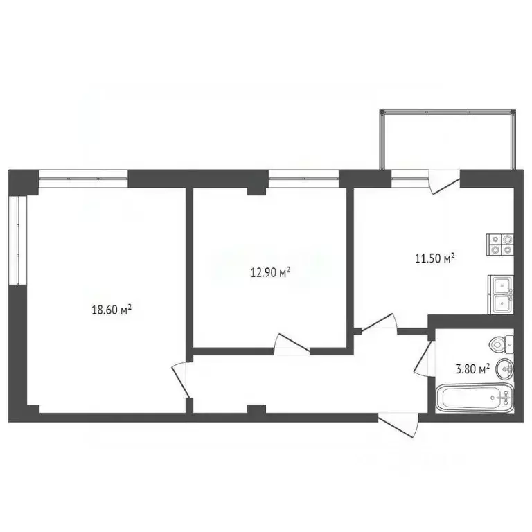2-к кв. Севастополь ул. Токарева, 18 (55.1 м) - Фото 1