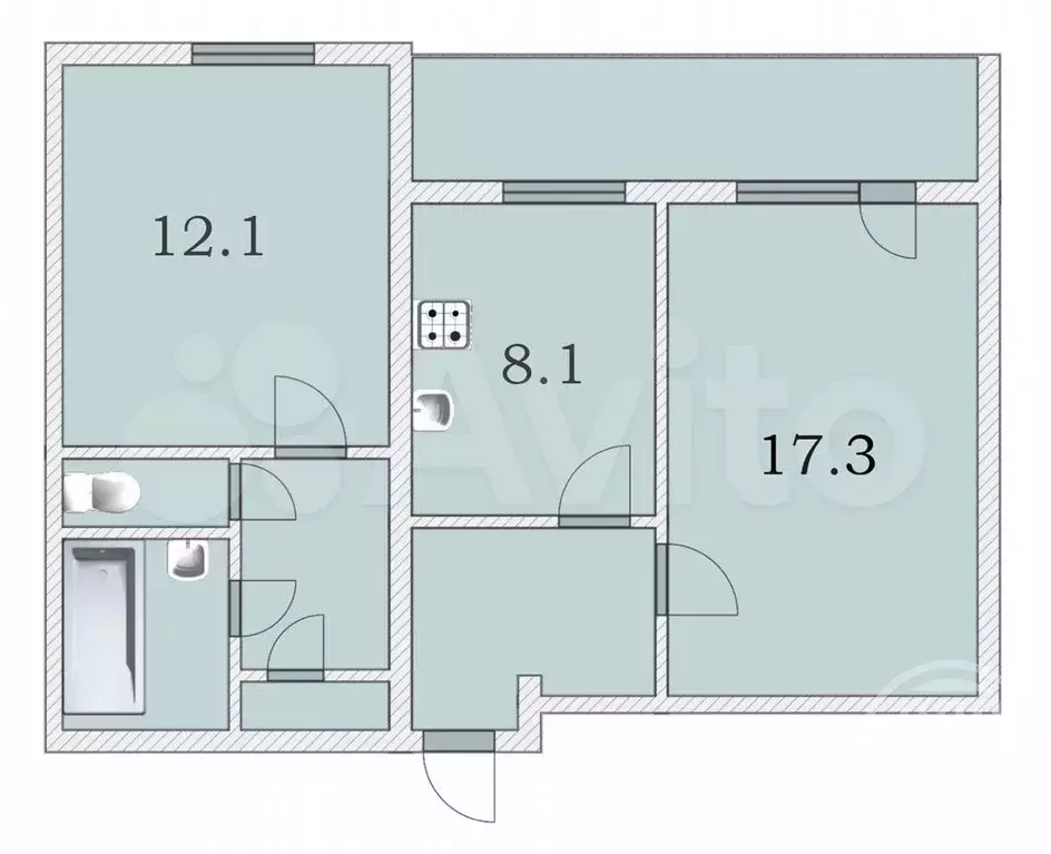 2-к. квартира, 50 м, 5/10 эт. - Фото 0