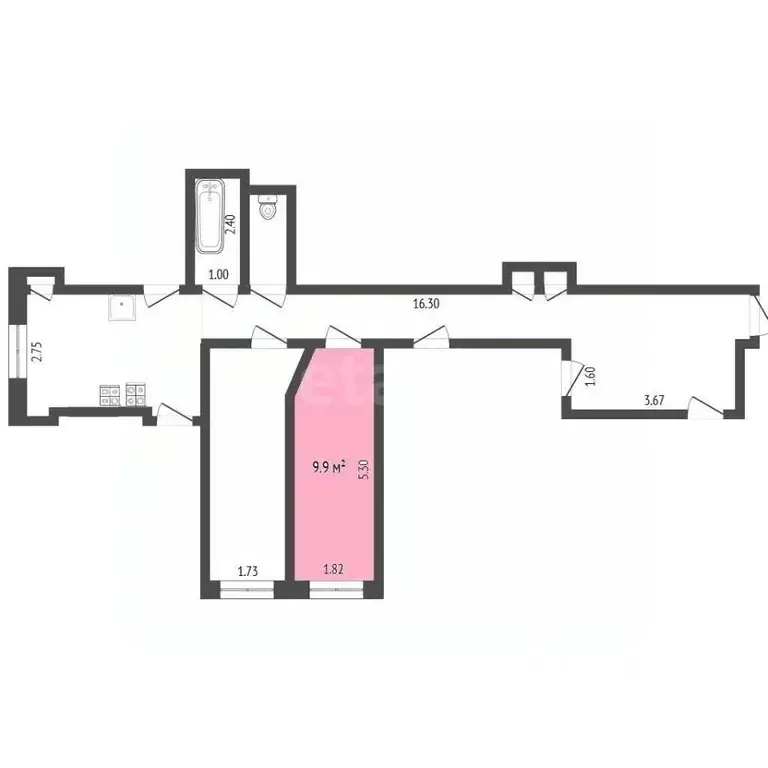 Комната Москва Большой Сухаревский пер., 21С6 (9.9 м) - Фото 2