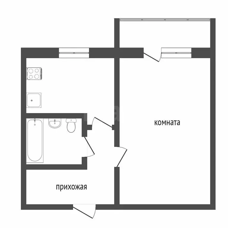 1-комнатная квартира: Ишим, улица Порфирьева, 6 (33.6 м) - Фото 1