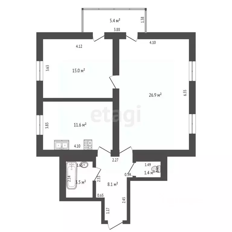 2-к кв. Краснодарский край, Анапа пер. Северный, 1 (67.0 м) - Фото 2