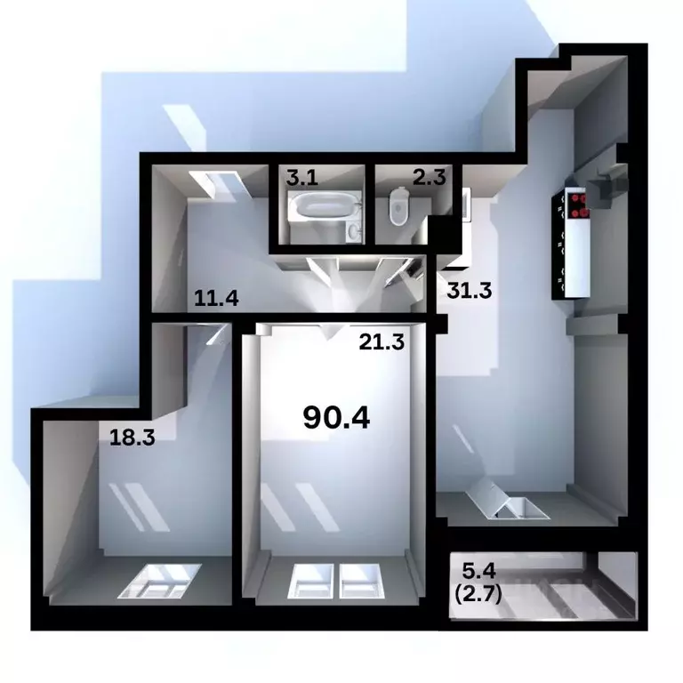 2-к кв. Псковская область, Псков Пароменская ул., 28 (90.4 м) - Фото 1