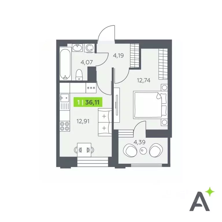 1-к кв. Ленинградская область, Всеволожский район, Заневское городское ... - Фото 1