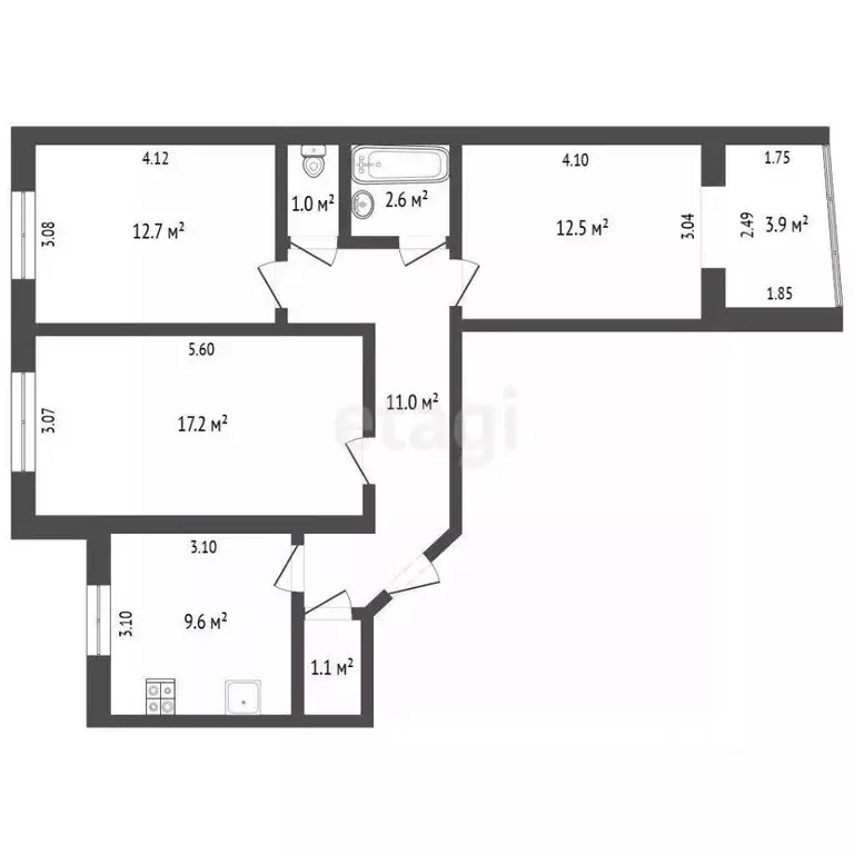 3-к кв. Московская область, Луховицы муниципальный округ, пос. Совхоза ... - Фото 2