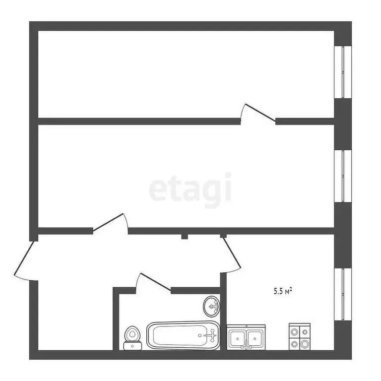 2-комнатная квартира: Выкса, улица Корнилова, 100/5 (37.9 м) - Фото 0