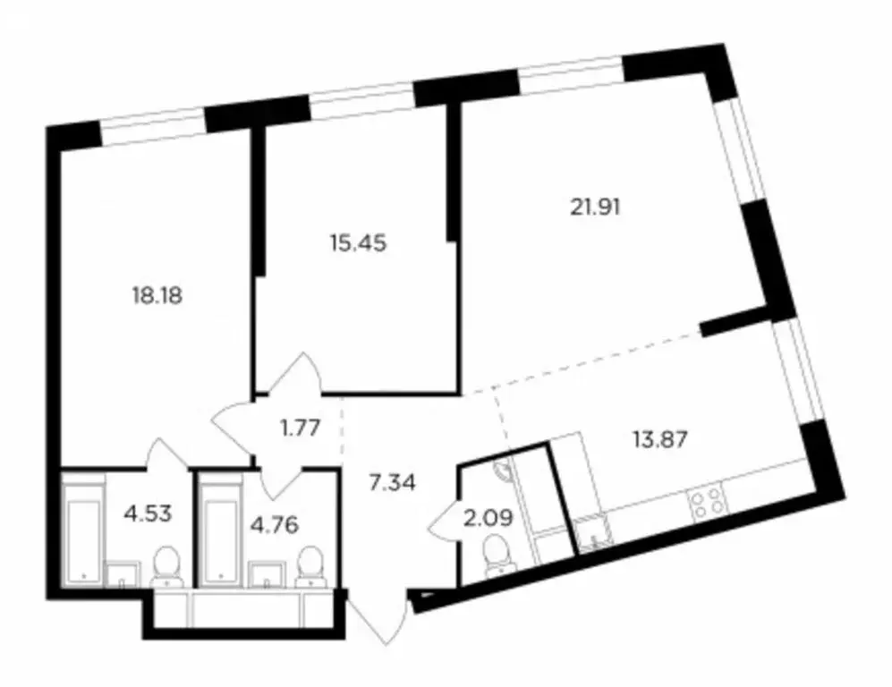 3-комнатная квартира: Москва, улица Петра Алексеева, 14 (89.9 м) - Фото 0