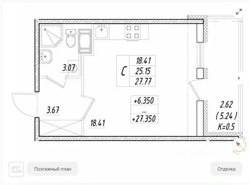Студия Санкт-Петербург просп. Авиаконструкторов, 63 (30.5 м) - Фото 2
