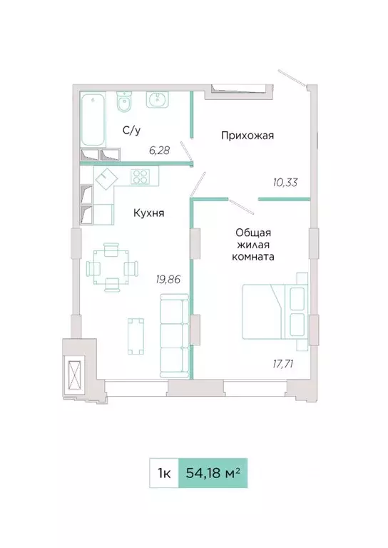 1-к кв. Самарская область, Тольятти Спортивная ул., 21 (54.18 м) - Фото 0