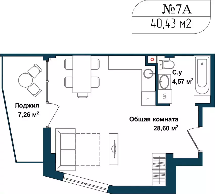 Квартира-студия: Севастополь, улица Лётчиков, 10к4 (39.6 м) - Фото 1