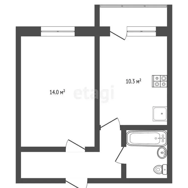 1-комнатная квартира: Вологда, улица Гагарина, 70 (35 м) - Фото 0