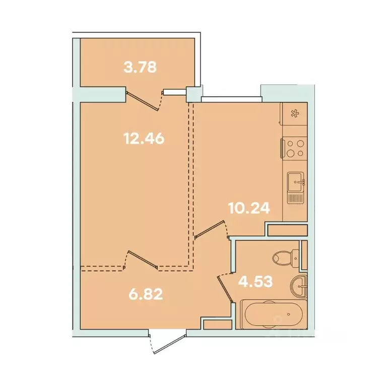 1-к кв. Иркутская область, Иркутск ул. Петрова, 18 (37.83 м) - Фото 0